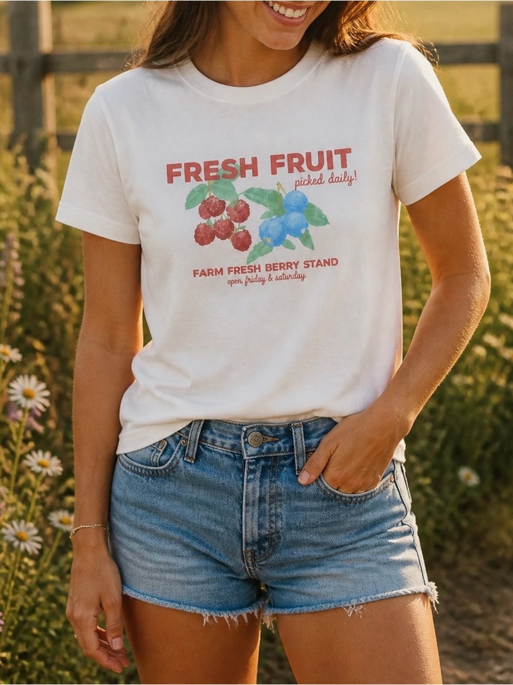 "Fresh Fruit" Slim Fit Baby Graphic Tee